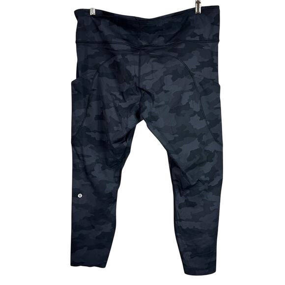 Lululemon Fast Free Tight II Non-Reflective Nulux Camo Deep Coal Women's 18 EUC - Picture 6 of 11